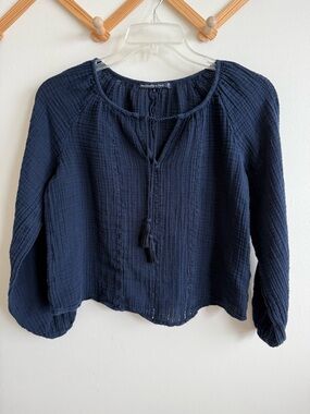Abercrombie & Fitch Gauzy Peasant Lace Tassels Top
